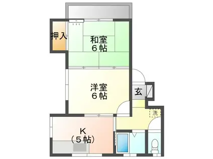 キャッスル青葉(2K/2階)の間取り写真