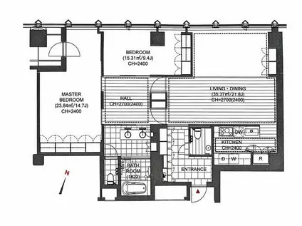 平河町森タワーレジデンス(2LDK/16階)の間取り写真
