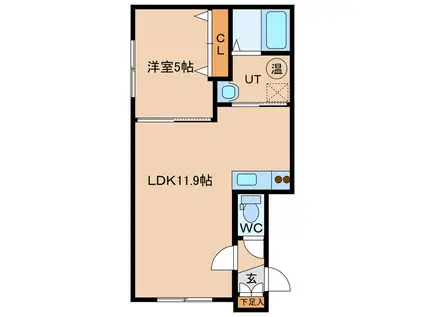 ATEENAI(1LDK/2階)の間取り写真