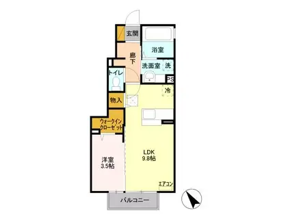 マロニエKINU(1LDK/1階)の間取り写真