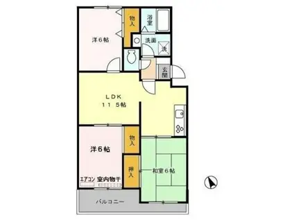 ヴァンベール神山I(3LDK/1階)の間取り写真