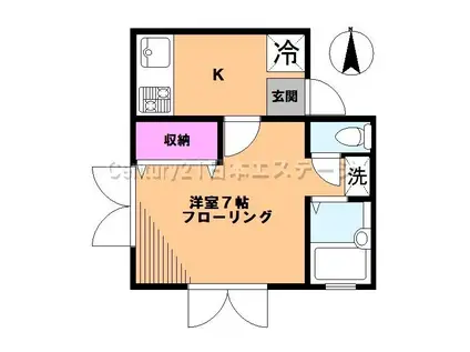 スターハウス(1K/2階)の間取り写真