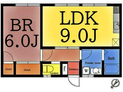 ます美ハイツ(1LDK/2階)の間取り写真