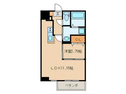 STUDIE TOBIHATA(1LDK/9階)の間取り写真