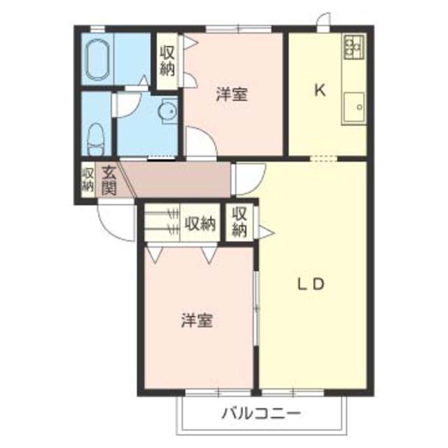グリーンヴィラII(2LDK/2階)の間取り写真