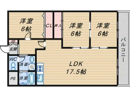 グリーンパークサイド(3LDK/3階)の間取り写真