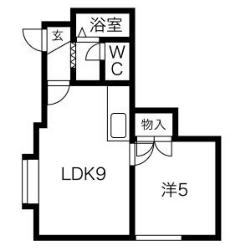 富丘アパートメント(1LDK/3階)の間取り写真
