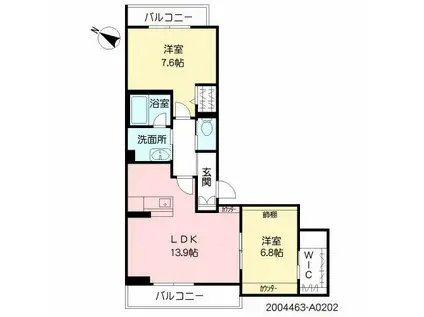 SEAGODDESS 緑ヶ丘(2LDK/2階)の間取り写真