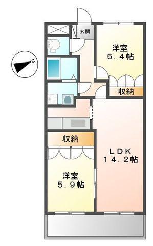 ラフィーネ(2LDK/2階)の間取り写真