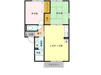 ピュアライフ B棟(2LDK/2階)の間取り写真