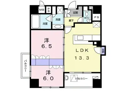 ジグゼ湘南平塚(2LDK/3階)の間取り写真