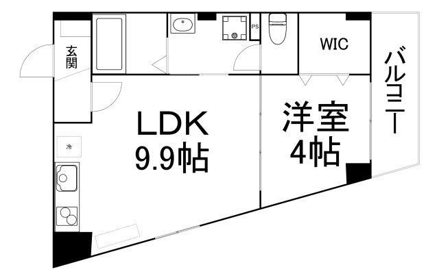 アルカンシェルコート緑橋(1LDK/1階)の間取り写真