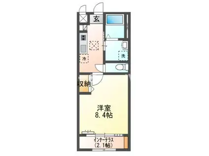 プレシャスワン翔(1K/1階)の間取り写真