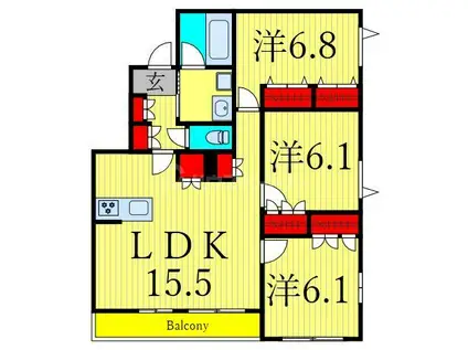 MGRISE(3LDK/3階)の間取り写真