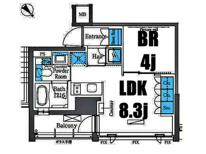 パークアクシス横浜反町公園(1LDK/3階)の間取り写真