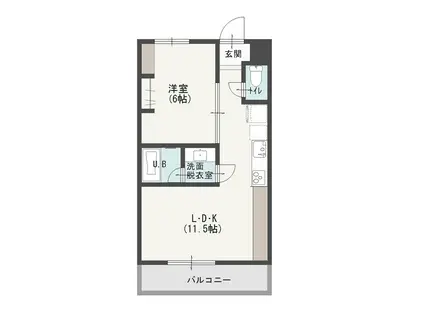 信開ウェラコートオレンジS(1LDK/4階)の間取り写真