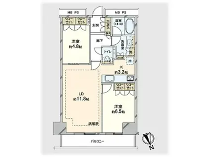 ザ・パークハウス新宿タワー(2LDK/2階)の間取り写真