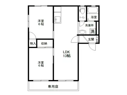 ドムスA(2LDK/1階)の間取り写真