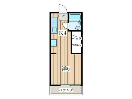 ベルウッドハイツ(1K/1階)の間取り写真