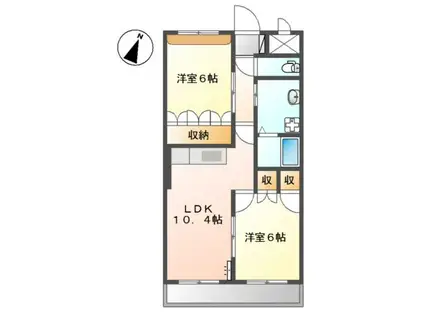 ラ・ポーラ滝川I番館(2LDK/2階)の間取り写真