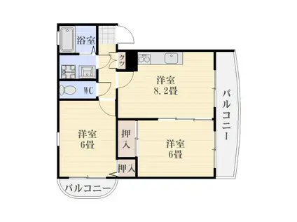 サニーヒルK(2DK/2階)の間取り写真