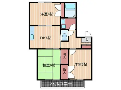 ワンズグレース成本(3DK/2階)の間取り写真