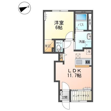 取手市寺田アパート(1LDK/1階)の間取り写真