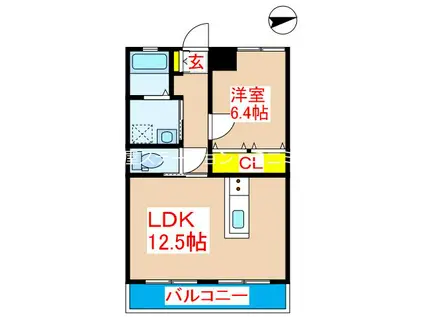 AVANCIA(1LDK/2階)の間取り写真