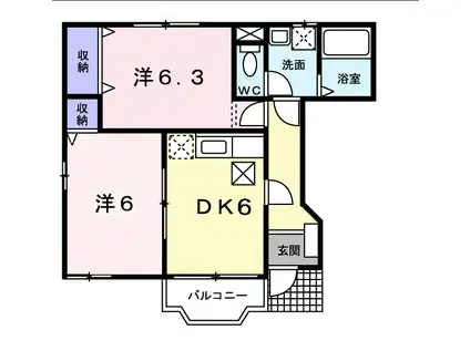 プリムローズT・K(2DK/1階)の間取り写真