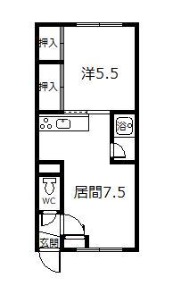 豊岡8・2ハイツ(1DK/2階)の間取り写真