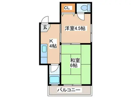 ミヤハタビル(2K/3階)の間取り写真