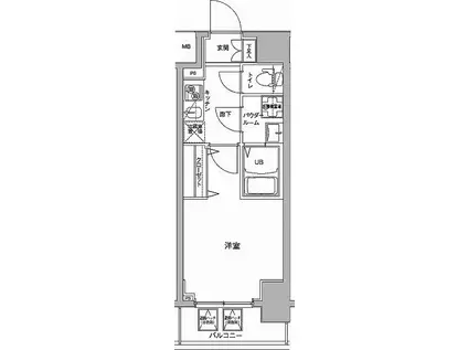 ジェノヴィア川崎駅グリーンヴェール(1K/13階)の間取り写真