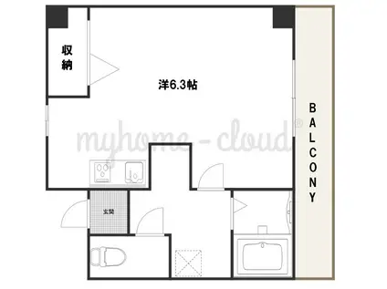 ダイヤモンドパレス(ワンルーム/3階)の間取り写真