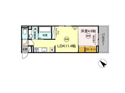 喜宝TOMODA(1LDK/2階)の間取り写真