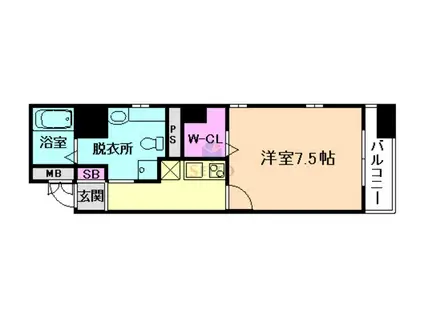 セレッソコートリバーサイド大阪(1K/1階)の間取り写真