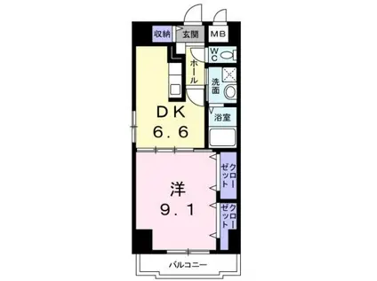 エバーグリーン倉敷(1DK/5階)の間取り写真