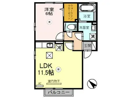 プラシード(1LDK/1階)の間取り写真