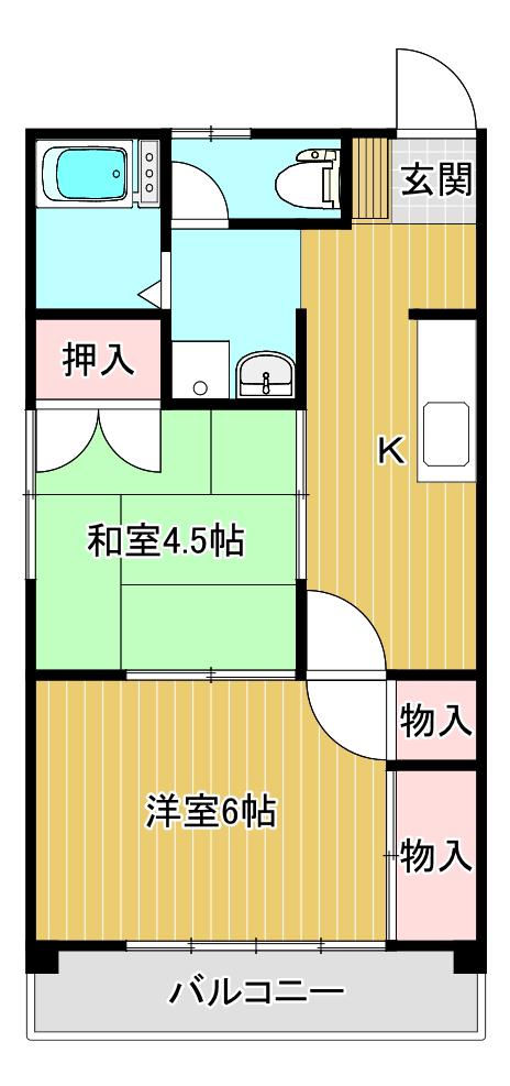 ONハイツ(2K/2階)の間取り写真