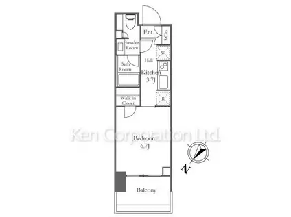パークタワー勝どきミッド(1K/12階)の間取り写真