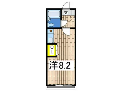 マロンハイツ(ワンルーム/2階)の間取り写真