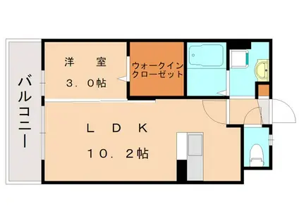 オーク上富野(1LDK/1階)の間取り写真