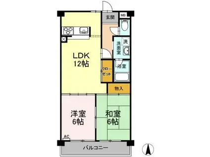 コーラル半田(2LDK/1階)の間取り写真