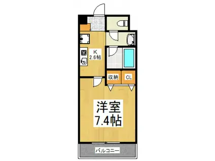 ソレイユ美園(1K/4階)の間取り写真