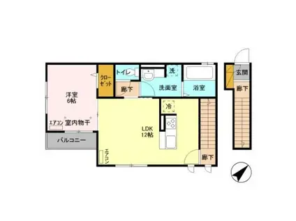 東京メトロ東西線 南行徳駅 徒歩9分 2階建 築9年(1LDK/2階)の間取り写真