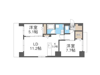 ジラフ大通西15プレミア(2LDK/3階)の間取り写真