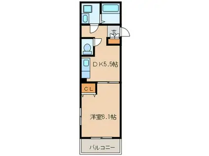 LAVERITEノムラII(1DK/2階)の間取り写真