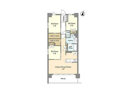 グランカーサ川口青木町公園(3LDK/5階)の間取り写真