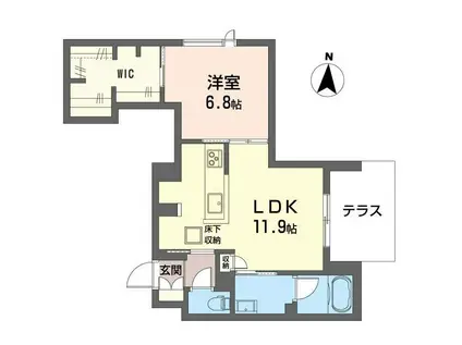 シャーメゾン大和東レジデンス(1LDK/1階)の間取り写真