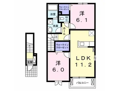 ラメール(2LDK/2階)の間取り写真