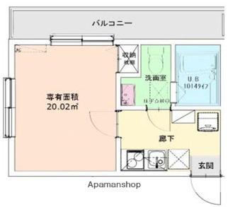 S-HARBAR LAGOON屏風浦(1K/2階)の間取り写真